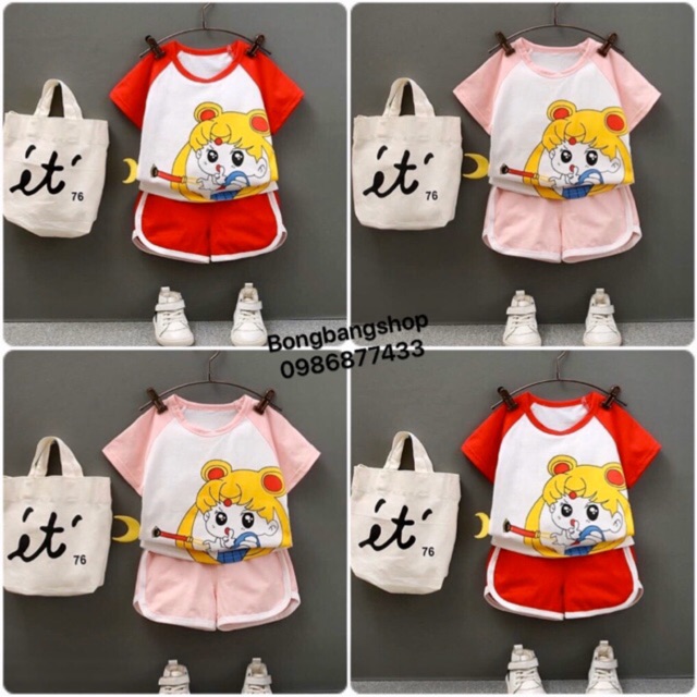 Bộ hè thuỷ thủ mặt trăng cho bé gái 8-18kg chất cotton