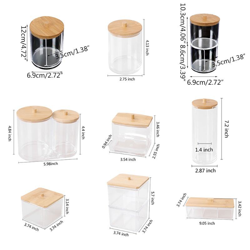 [Hàng mới về] Hộp đựng tăm bông cotton/ cotton tẩy trang có nắp tre tiện dụng cho nữ