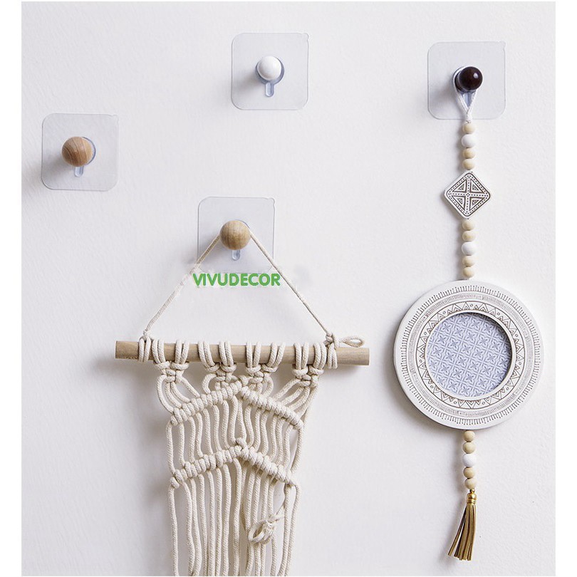 Combo 2 Móc Gỗ Dán Tường Treo Đồ Tiện Lợi