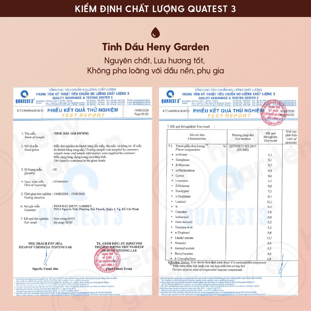 Tinh Dầu Thơm Phòng Thiên Nhiên 32 MÙI Organic Làm Nến Thơm HENY GARDEN 10mL