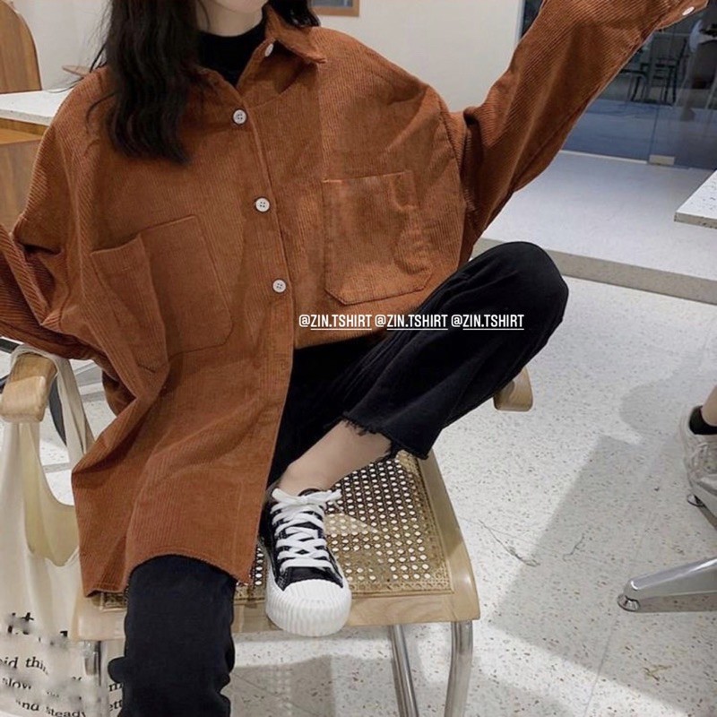 ÁO KHOÁC SƠ MI NHUNG DÁNG RỘNG PHONG CÁCH HÀN QUỐC | BigBuy360 - bigbuy360.vn