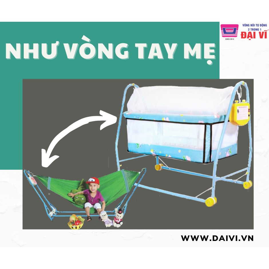 (SIÊU RẺ) Nôi điện cao Đại Vĩ - Nôi mềm 1 tầng 2 trong 1, tặng kèm võng 🔔