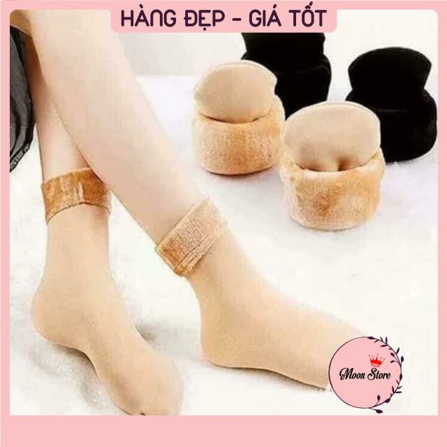 Tất vớ nữ lót lông cổ cao siêu ấm giữ nhiệt màu da, đen - kèm ảnh thật