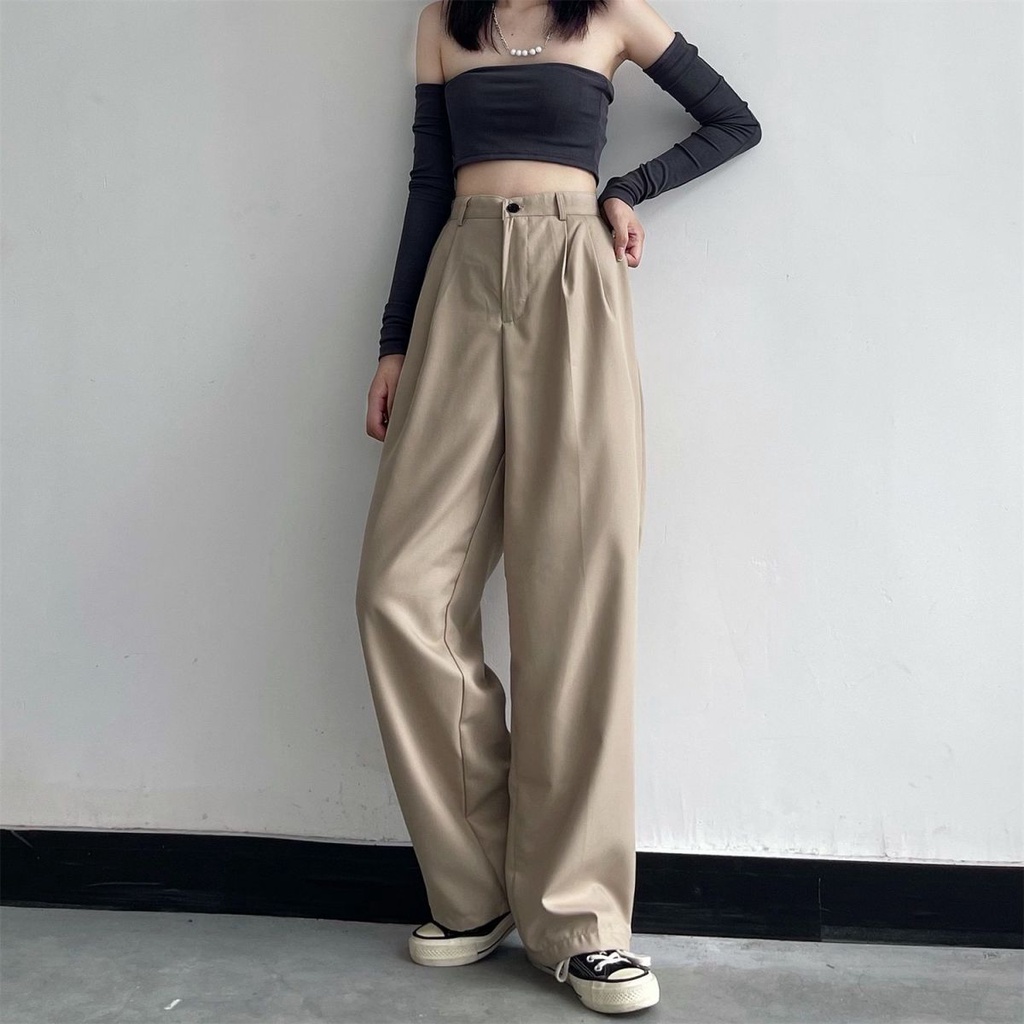 Quần Ống Rộng Lưng Cao Theo Phong Cách Retro Hàn Quốc JH-YDQ-08