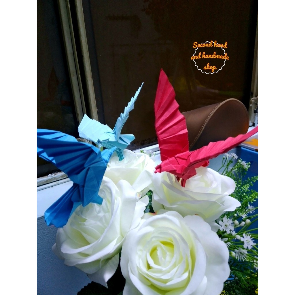 Handmade - Lọ thủy tinh lưu niệm nghệ thuật Giấy xếp Origami Nhật Bản hình chim ưng tung cánh