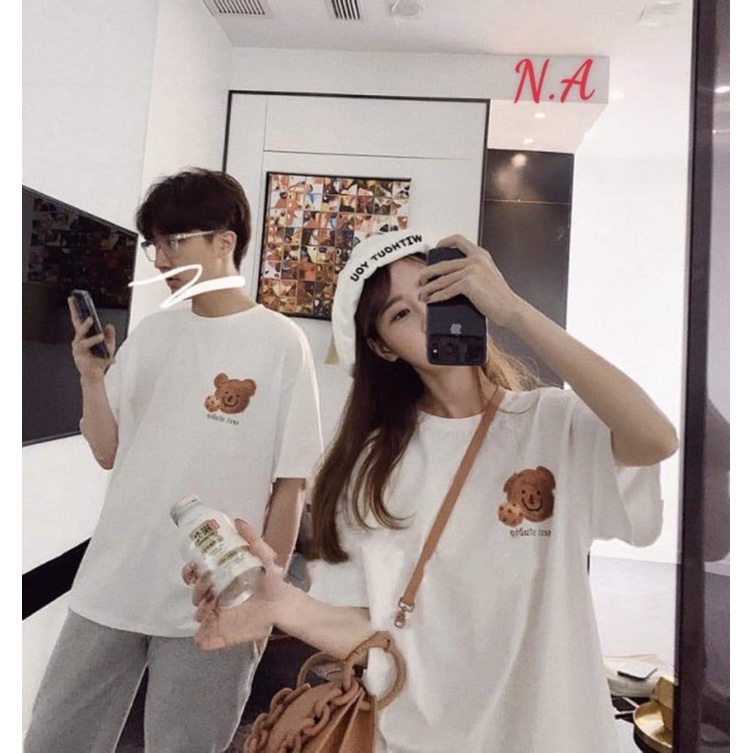 Áo phông logo gấu nâu in tim COA977