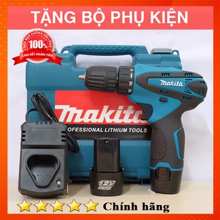 Máy khoan makita 12v - siêu bền,siêu khỏe, tặng kèm bộ phụ kiện 24 món, máy khoan 12v