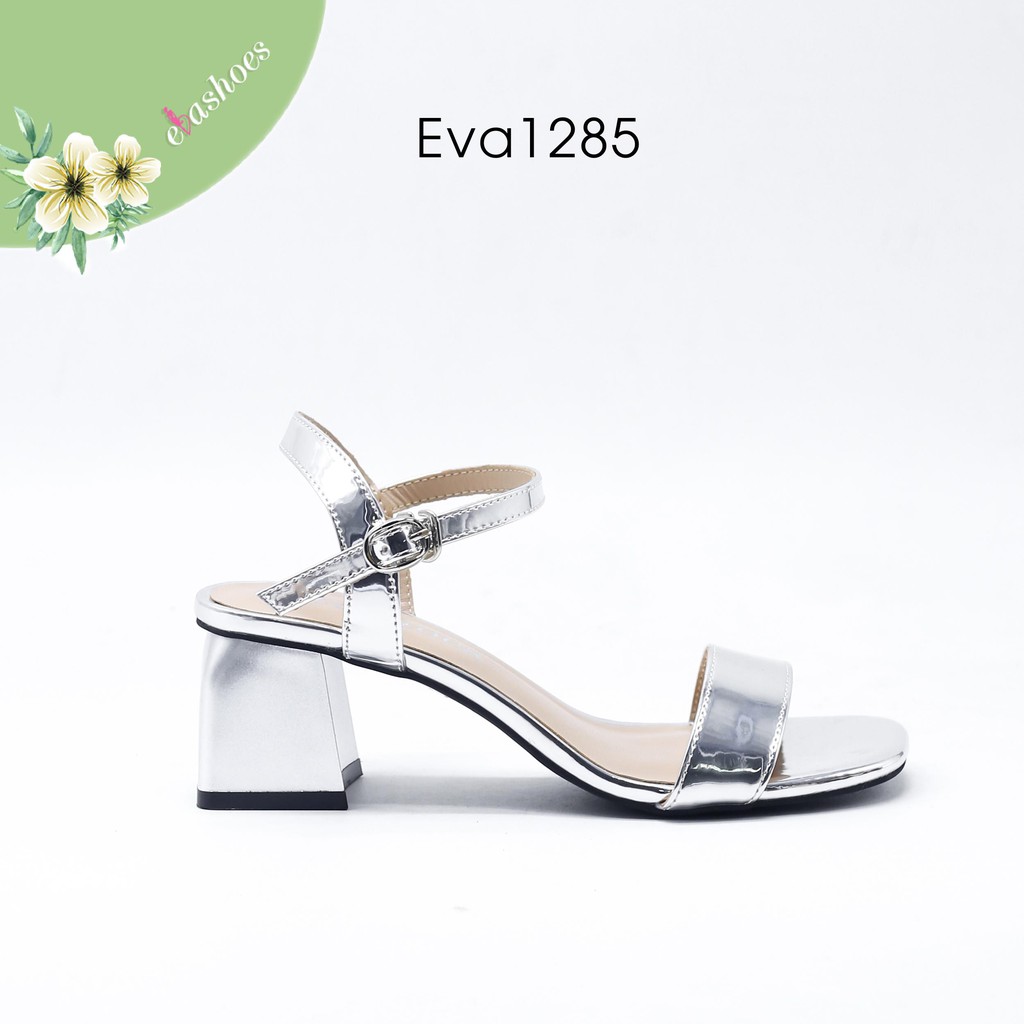 Sandal Gót Vuông Quai Ngang Ánh Kim 5cm Evashoes - Eva1285