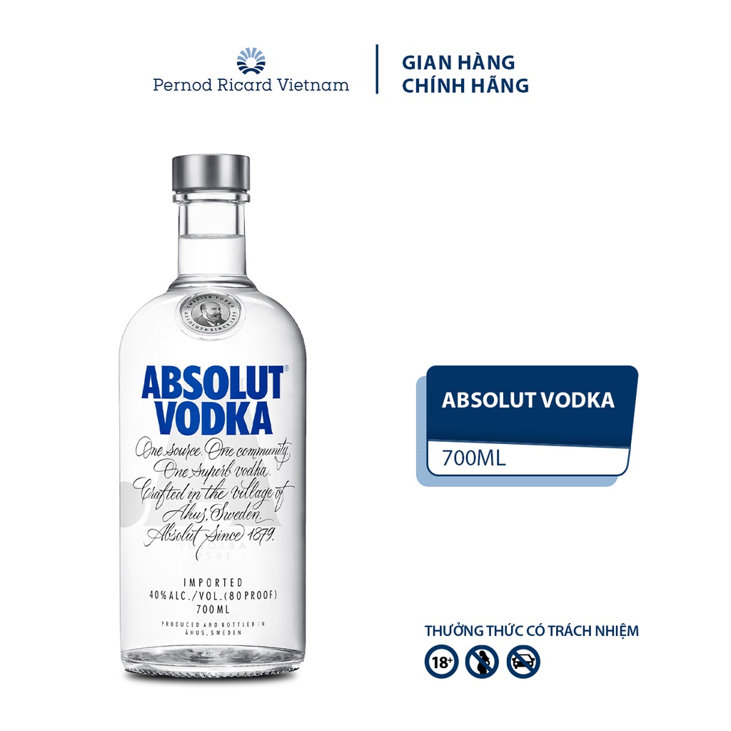 Rượu Vodka Absolut Vodka Nồng Độ Alc 40.0% 700ml Không Kèm Hộp