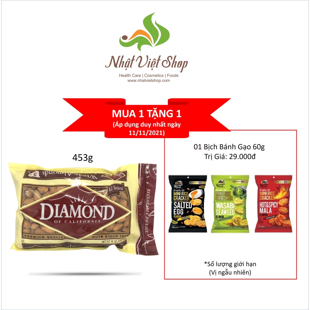 Hạt Hạnh Nhân Rang Bơ Diamond 453gr