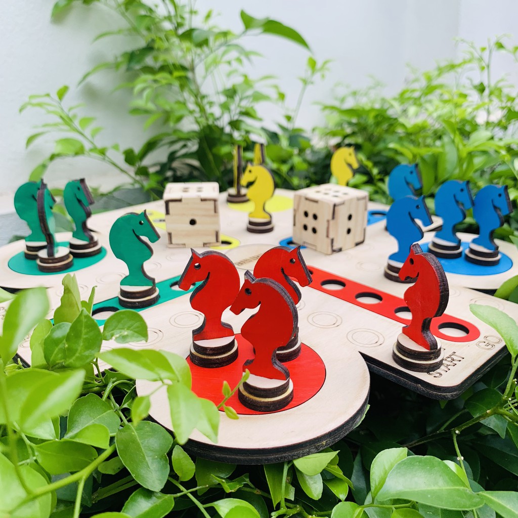 Đồ Chơi Gỗ Board Game Handmade Cờ Đua Ngựa Trò Chơi Gia Đình Vui Nhộn,Quà Tặng Kỳ Nghỉ Hè Cho Bé