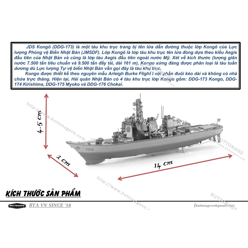 Mô Hình Lắp Ráp 3d Tàu khu trục Lớp Kongo