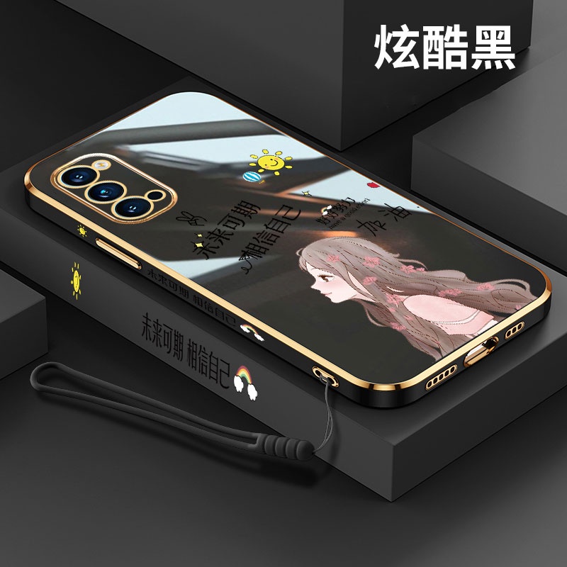 QIANZI Ốp Lưng Silicon Viền Thẳng Cho oppo reno4 reno4pro 4G reno3 reno3 pro reno2F 2Zreno reno2 renoZ 4SE