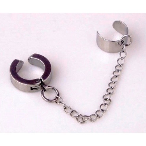 Chain Hoop Ear Cuff kẹp tai titan dây xích nam nữ không cần xỏ lỗ không gỉ không đen không dị ứng Unisex