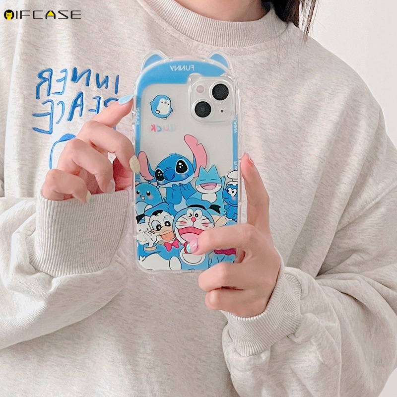 Ốp Điện Thoại Mềm Trong Suốt Họa Tiết Hoạt Hình Sáng Tạo Cho iPhone 13 12 11 Pro Max