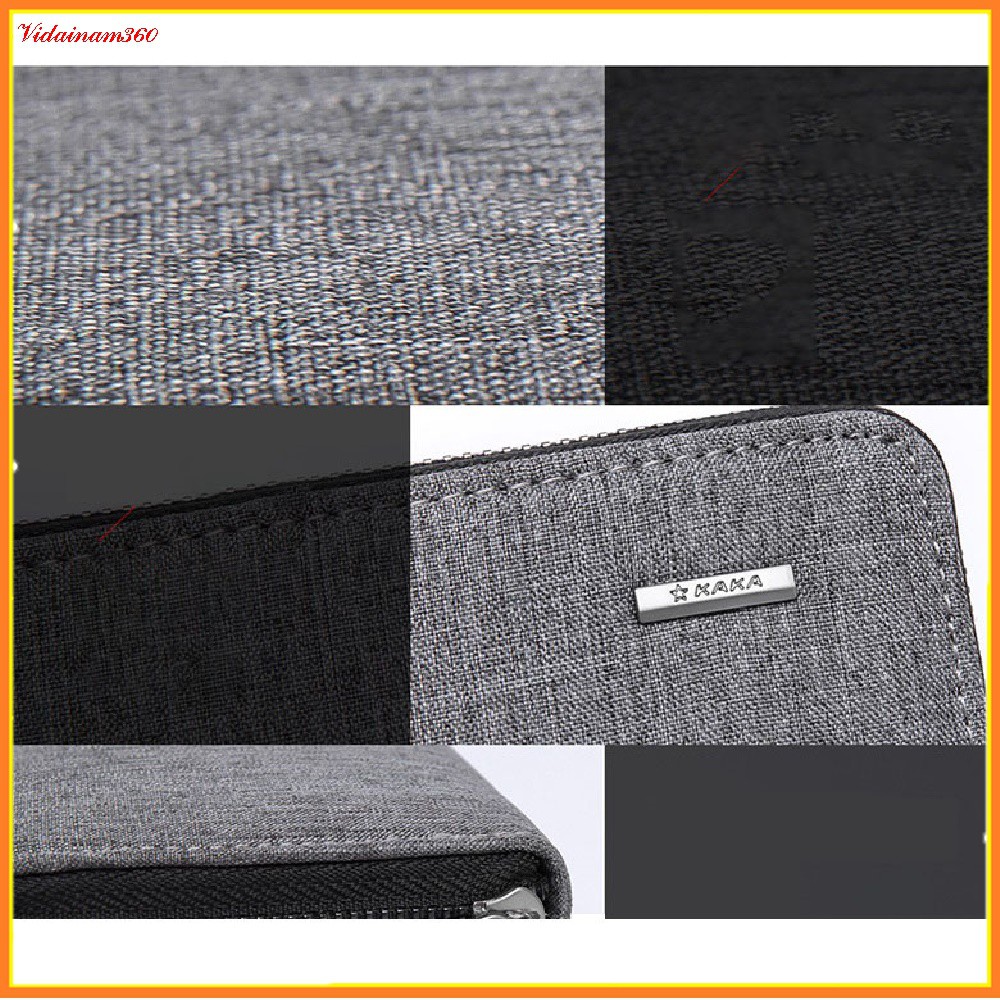 Ví dài cầm tay văn phòng, ví dài KAKA chất liệu vải jeans cao cấp 2 màu đen và xám ghi