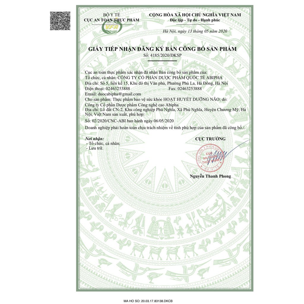 Hoạt huyết dưỡng não Phúc Vinh hộp 100 viên