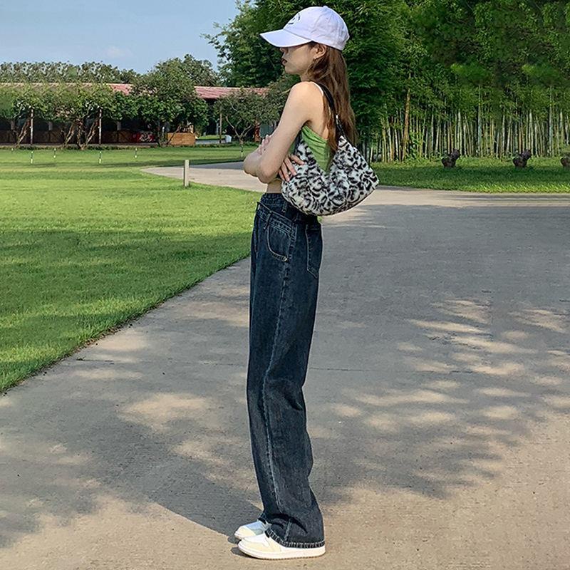 Quần jean lưng cao ống rộng thời trang xuân thu nữ tính