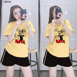 [ CỰC HOT] ĐỒ BỘ QUẦN ĐÙI 1 SỌC MẶC NHÀ CỰC ĐẸP ÁO IN HOẠT HÌNH NGỘ NGHĨNH - XƯỞNG ĐỒ BỘ 123 - DBD08