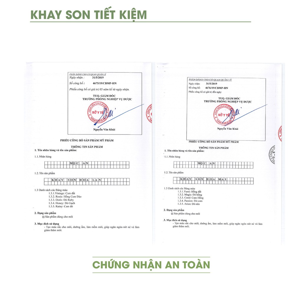 [Mã SRJULY1215 giảm 20K đơn 50K] Khay Son Lì Hoa Mai Mộc An 5 Màu Tiết Kiệm, Không Chứa Chì, Dưỡng Môi Mềm Mịn 9g | BigBuy360 - bigbuy360.vn