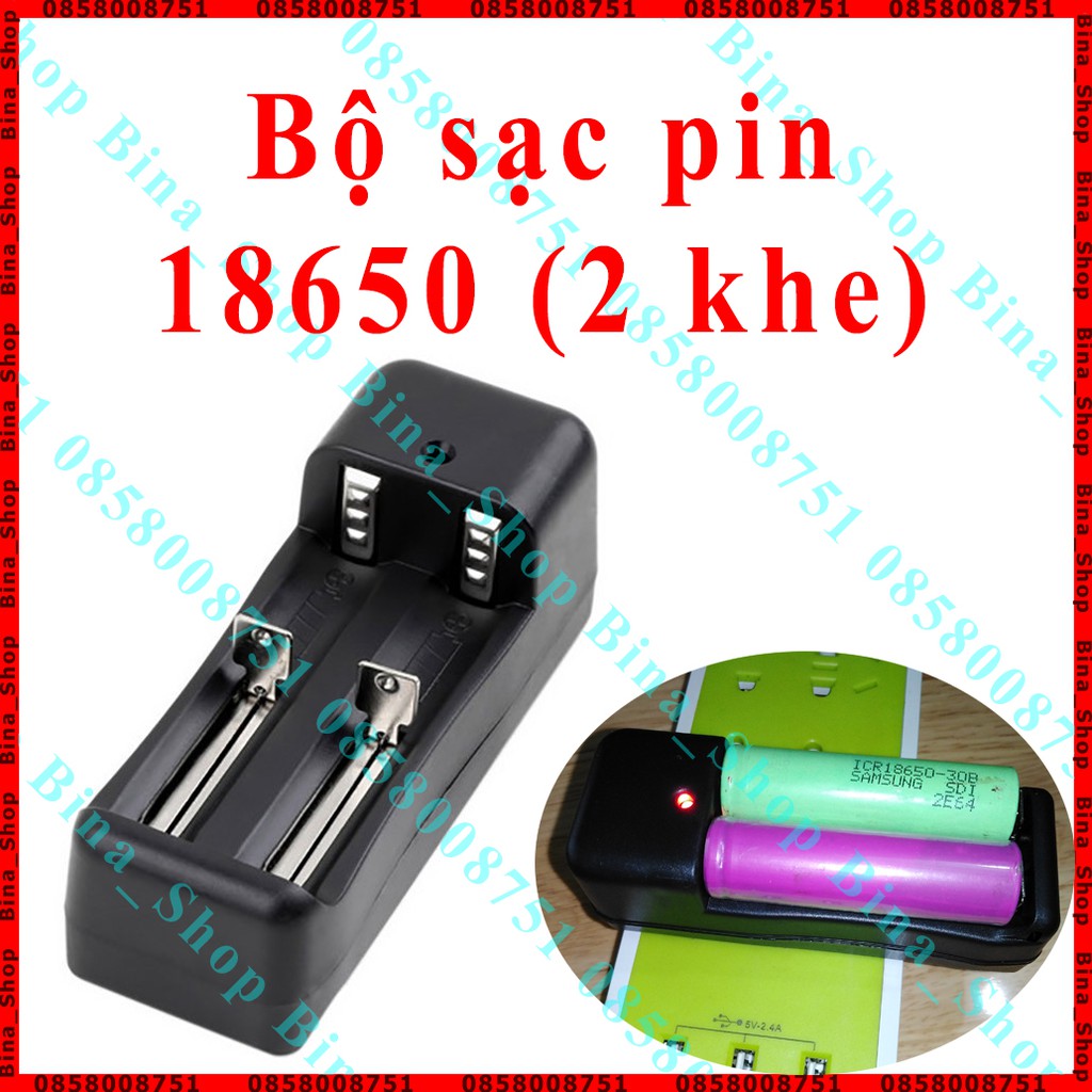 Box sạc pin 18650, bộ sạc 2 cell pin phích liền tiện dụng