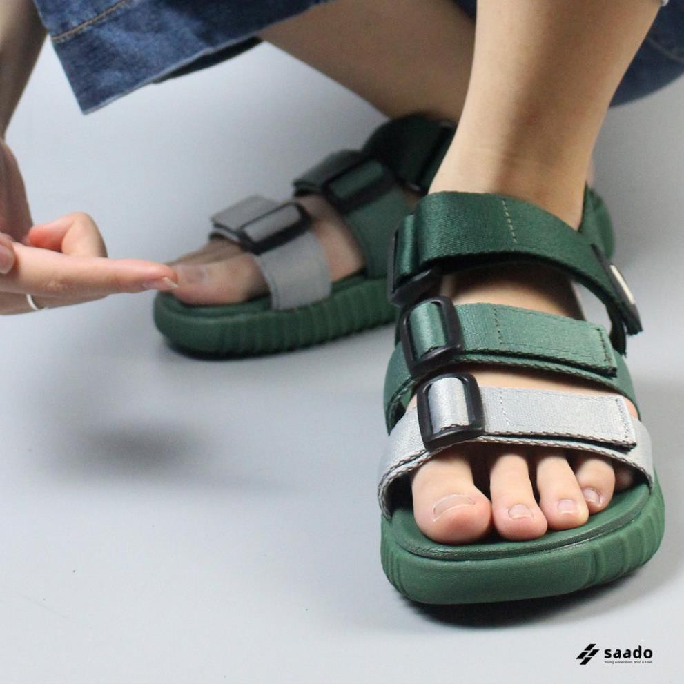 [CHÍNH HÃNG] SANDAL SAADO | BC01 Fresh –  Màu Xanh Rêu Pantone Đế Xuồng | Giày Sandal Nam Nữ Thương Hiệu Mỹ Cao Cấp -ku7