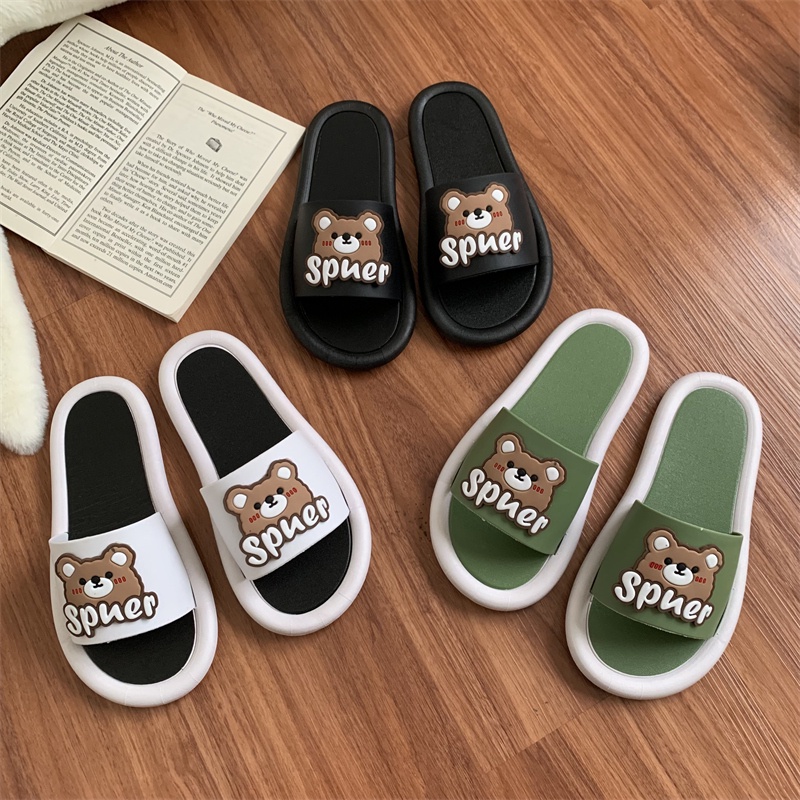 JY083-C3 GẤU SPNER Dép dễ thương cho nữ, dép tự thiết kế theo yêu cầu đính sticker hoạt hình dễ thương