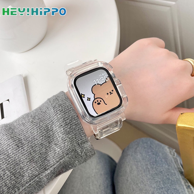 Dây Đeo Đồng Hồ 2022 Màu Kẹo Trong Suốt Cho iwatch Series 8 7 41mm 45mm 8 7 6 se 5 4 3 40mm 44mm 38mm 42mm