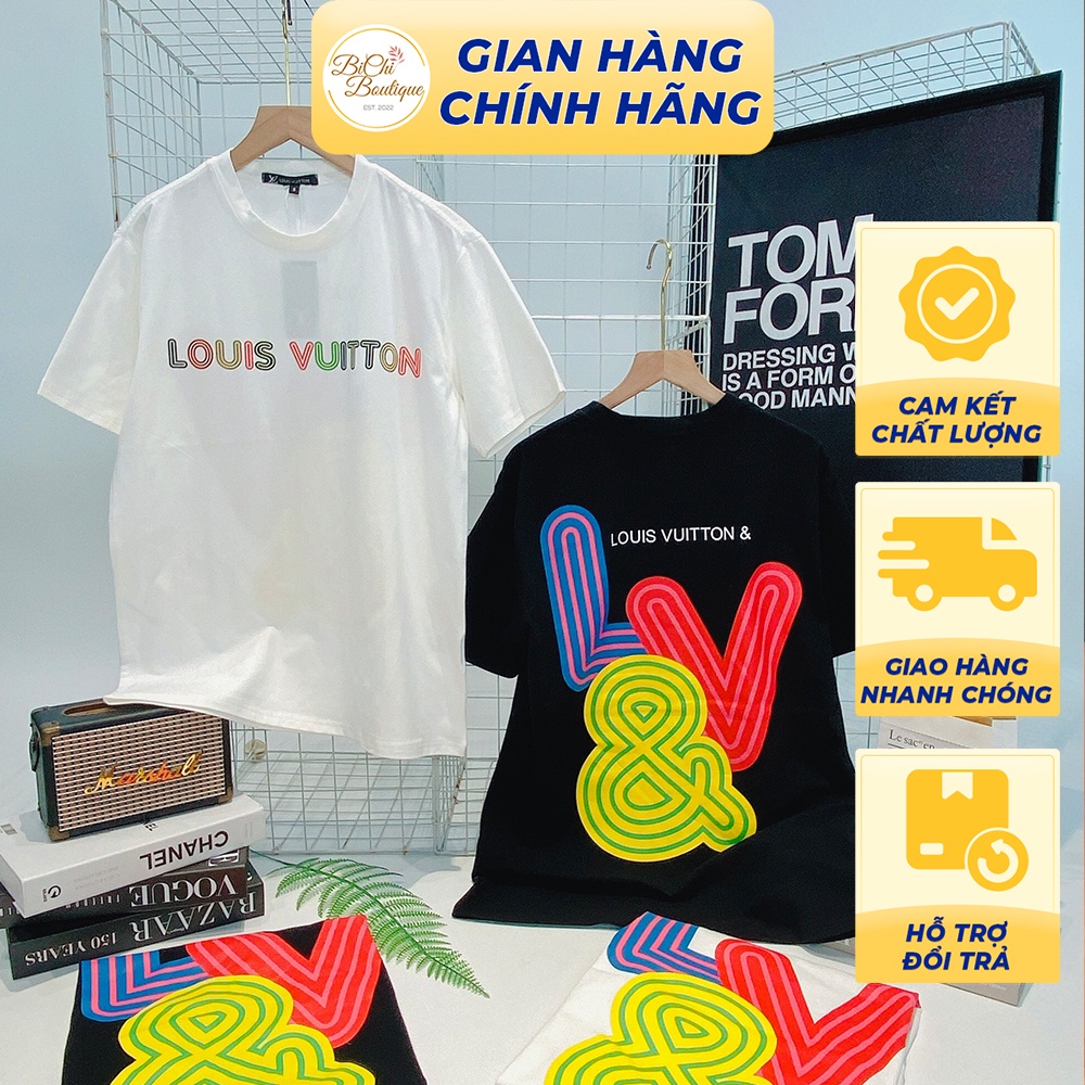Áo thun tay ngắn cổ tròn in họa tiết chữ Basic kèm Big Logo mặt sau vải cotton mềm mịn dành cho nam nữ - Bichi Boutique