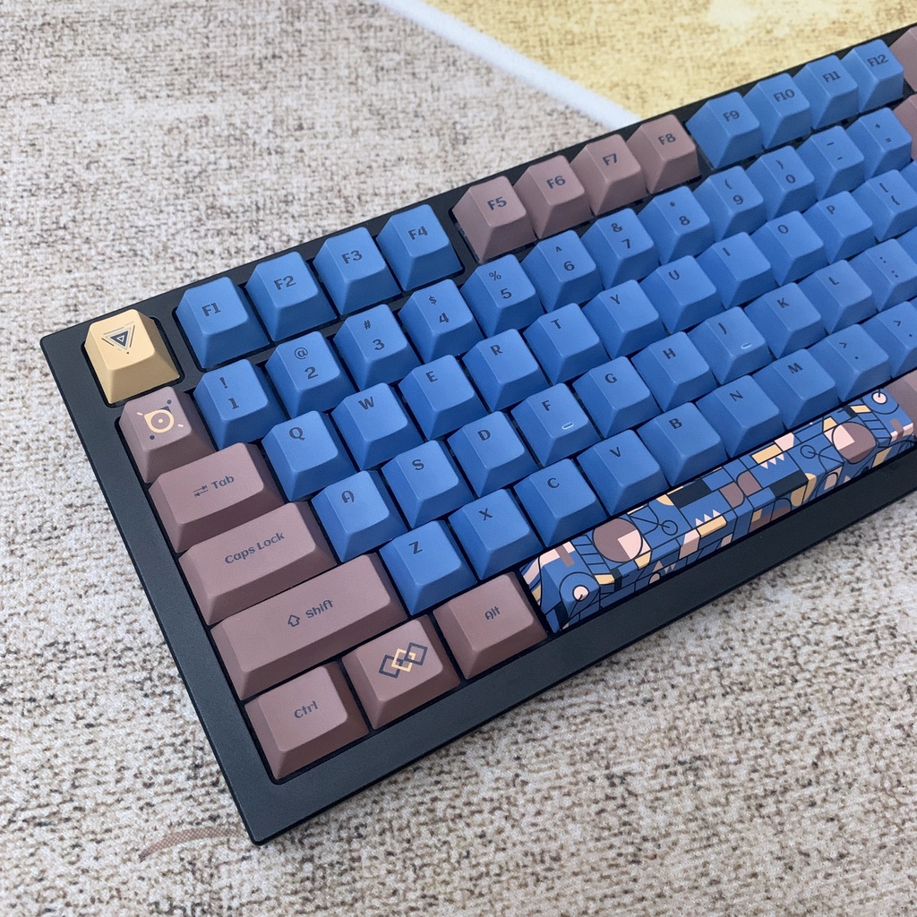 [Mã SKAMSALE03 giảm 10% đơn 200k] Keycap Cho Bàn Phím Cơ Cherry DAGK XANH NÂU 128 Phím | EZPC