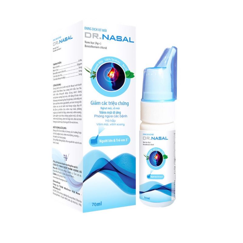 DUNG DỊCH XỊT MŨI DR.NASAL NANO BẠC - CHAI 70ML - MEDISTAR
