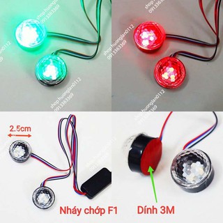 Đèn bi tròn xe máy nháy chớp f1 xanh đỏ giá 1 bộ