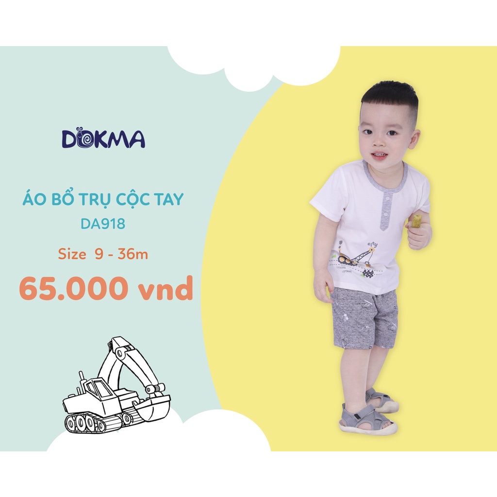 9-36M Áo cộc tay cổ trụ bé trai Dokma DA918