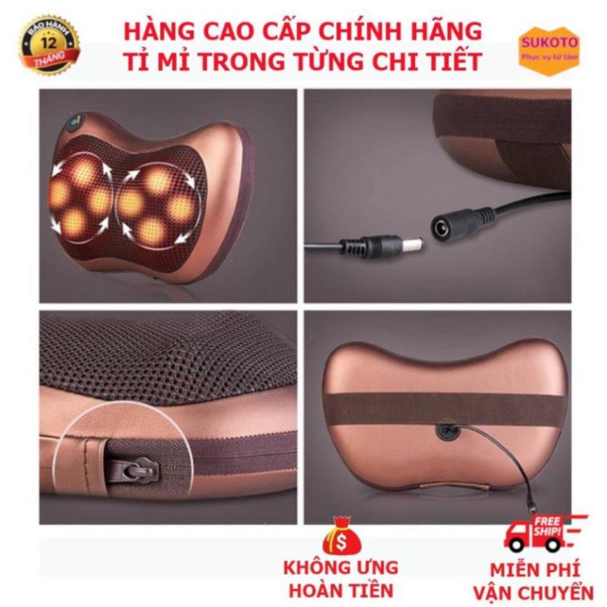 [Giảm 50%] [Quà Tặng]  Gối Massage Hồng Ngoại 8 Bi 2 Chiều Cao Cấp -  Bảo Hành 12tháng