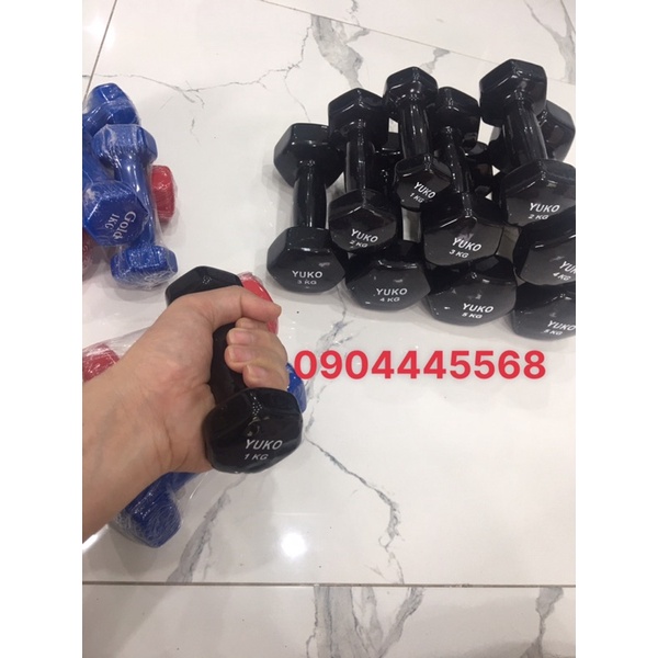 Tạ tay 1kg, 2kg cho nữ, tạ đơn lõi gang bọc cao su cao cấp cho nữ tập gym yoga