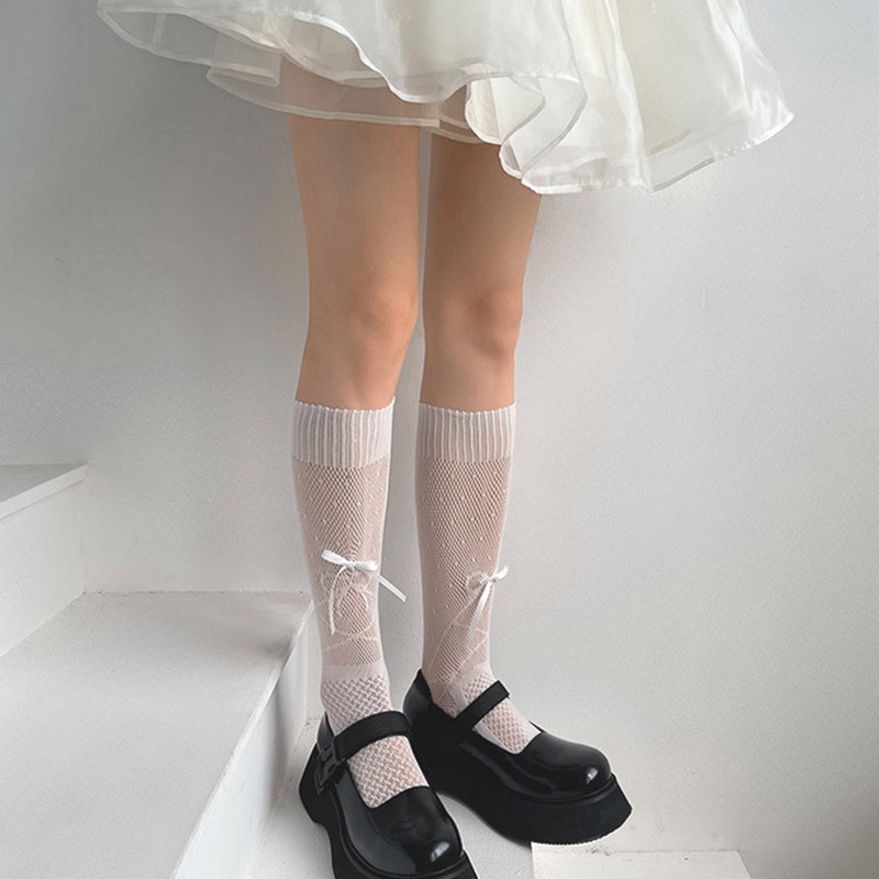 Xixi Tất Lưới Đính Nơ Phong Cách Lolita Nhật Bản Dễ Thương Cho Nữ