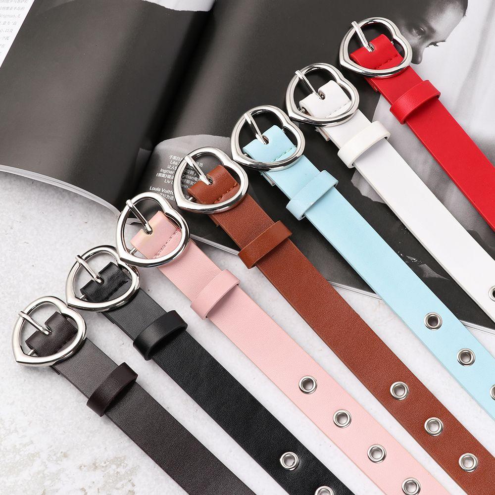 Thắt Lưng Da Pu Khóa Trái Tim Màu Kẹo Ngọt Thời Trang Dự Tiệc