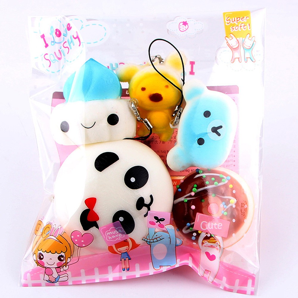 5pcs Medium mini Soft Bread Toys Key