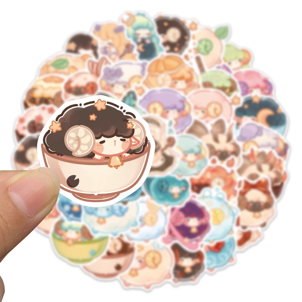 Bộ 50 Miếng Dán Trang Trí Nhiều Màu Sắc Hình Chú Cừu Dễ Thương