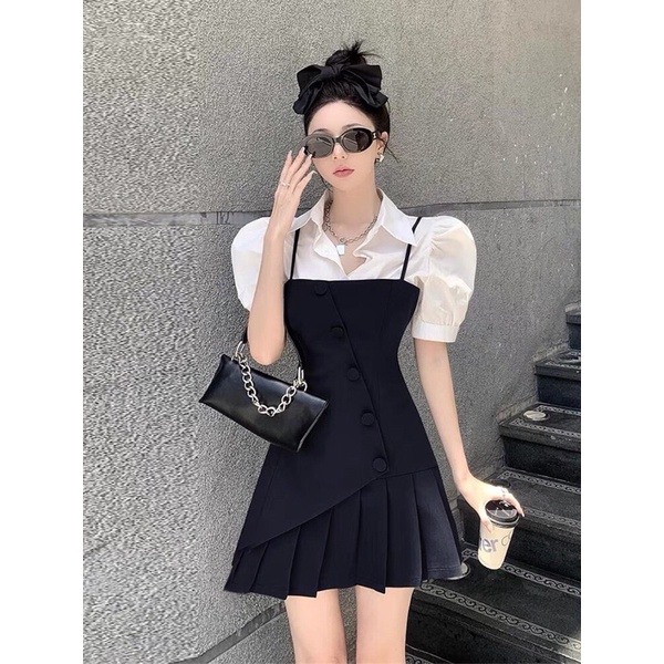 Set yếm Yiyi 2d xếp ly phối sơmi tay ngắn ( có bigsize )