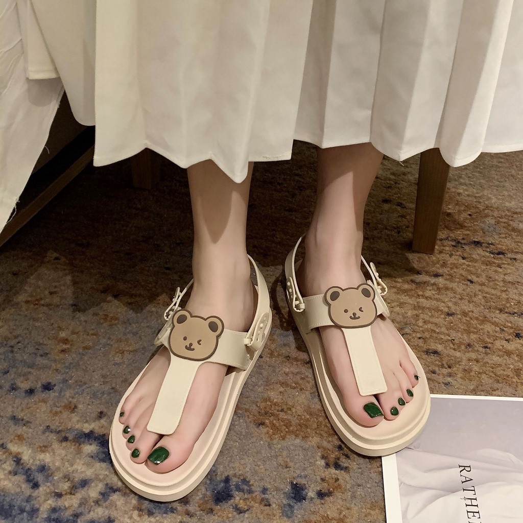 [2022 Mẫu Mới] Giày Sandals nữ có trang trí gấuTAWANADép cao su dẻo (D20-2025)