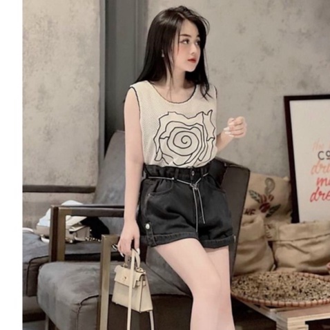 ÁO BA LỖ NỮ, ÁO SÁT NÁCH LEN LƯỚI LỖ NHỎ HỌA TIẾT HOA HỒNG PHỐI VIỀN ĐEN HOT TREND THỜI TRANG HÈ
