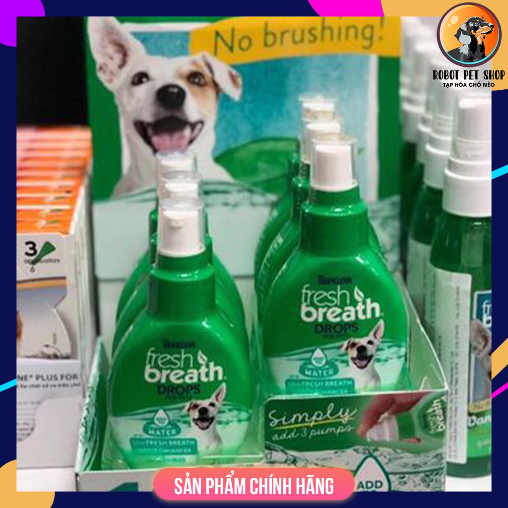 Nước vệ sinh răng miệng ngăn ngừa Mảng Bám, Mùi Hôi, Cao Răng Chó Mèo ( đậm đặc ) TROPICLEAN FRESH BREATH DROP