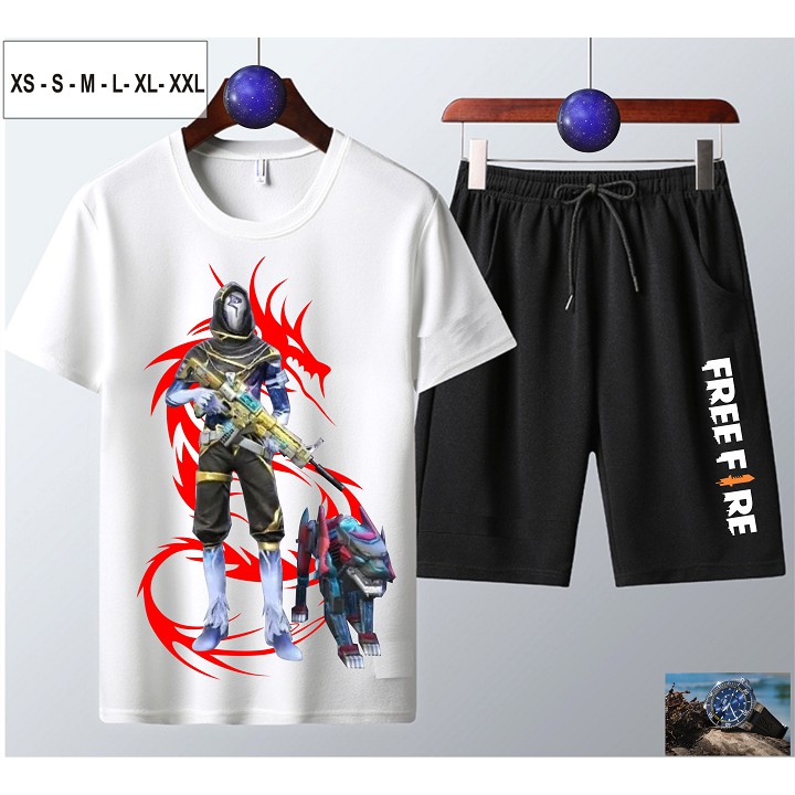 Bộ Áo thun + Quần Short nam in hình Free Fire giá siêu sock-Max + đệ