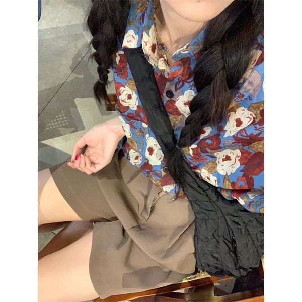 【ZHELIHANGFEI】Áo Sơ Mi Tay Ngắn Dáng Rộng Họa Tiết In Hoa Cao Cấp Thời Trang