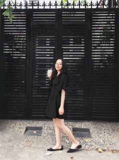 Đầm nhún eo cổ V (kèm hình thật)