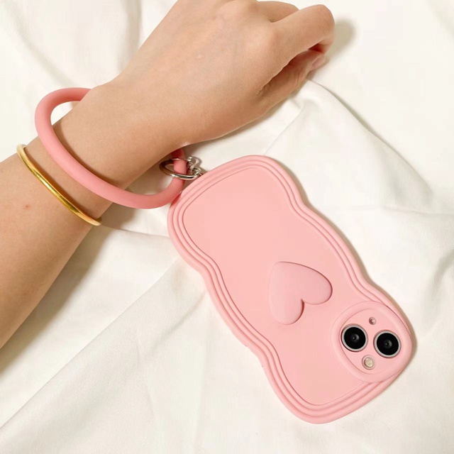 Ốp Điện Thoại tpu Mềm Họa Tiết Trái Tim Gợn Sóng Màu Hồng Vàng Cho Iphone 7plus 12 pro max 11 pro max xs max xr x 13promax