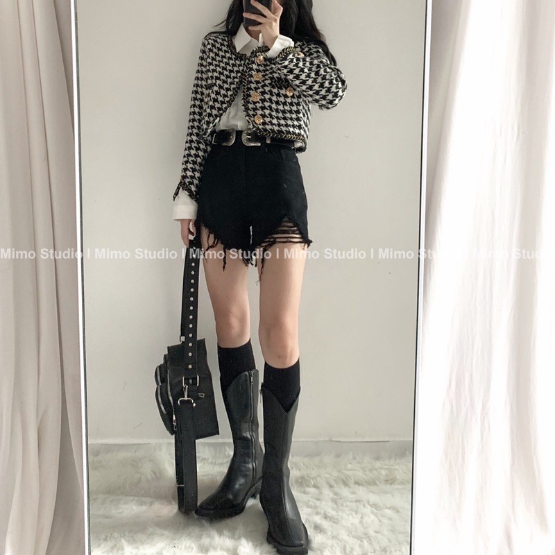 Khoác dạ ziczac / Short đen