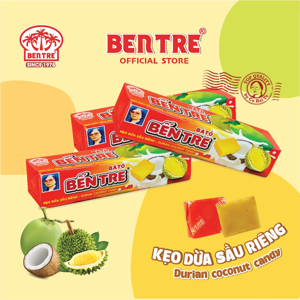 Kẹo dừa Bến Tre Hai Tỏ vị Sầu Riêng 150g, Ăn vặt Tuổi thơ Ngon, Bổ, Rẻ