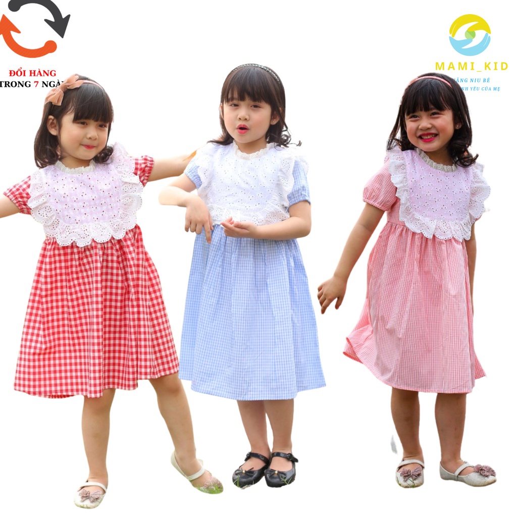 váy bé gái chất liệu đũi kẻ siêu mát, 10-25kg, mamikid